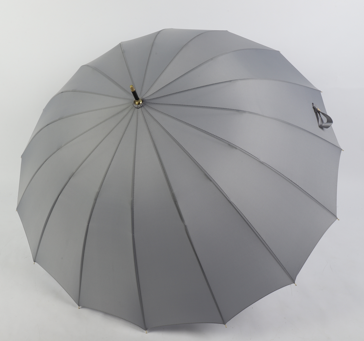 16 ribs graceful automatic open walk stick lady umbrella in gray