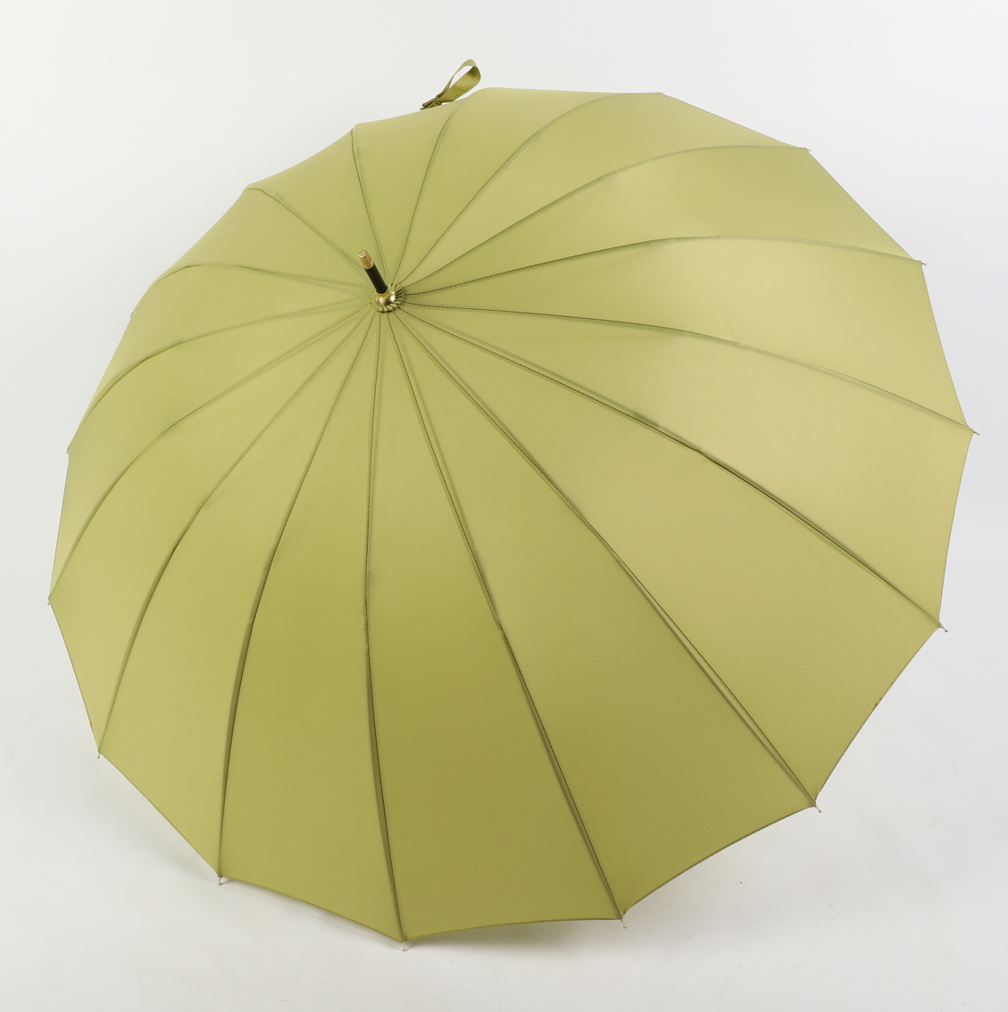 16 ribs graceful automatic open walk stick lady umbrella in green