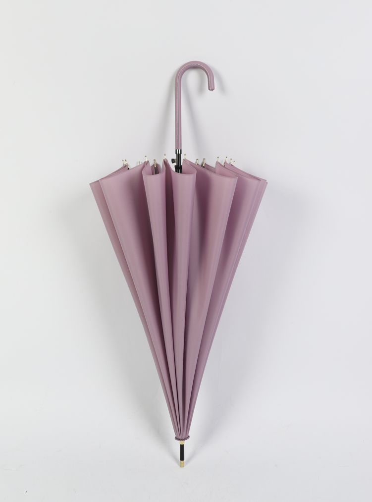 16 ribs graceful automatic open walk stick lady umbrella in purple