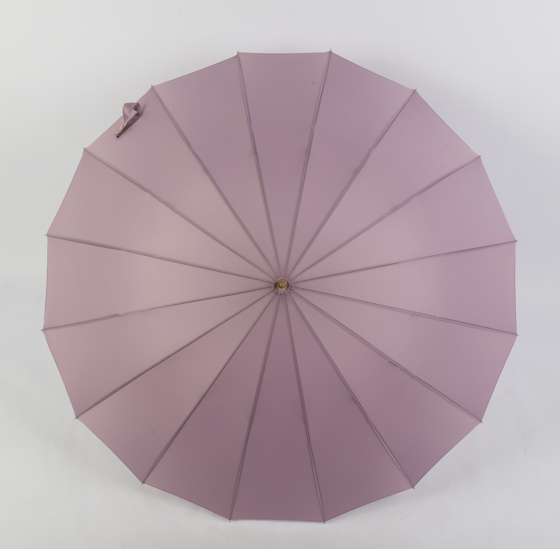 16 ribs graceful automatic open walk stick lady umbrella in purple