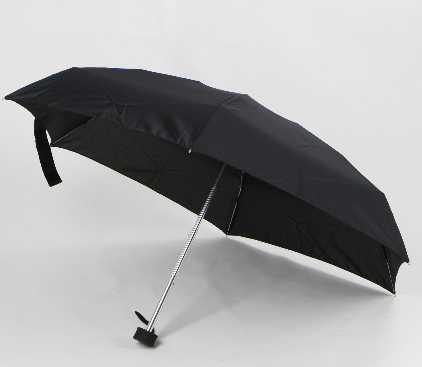 Black 5 fold compact umbrella with EVA case