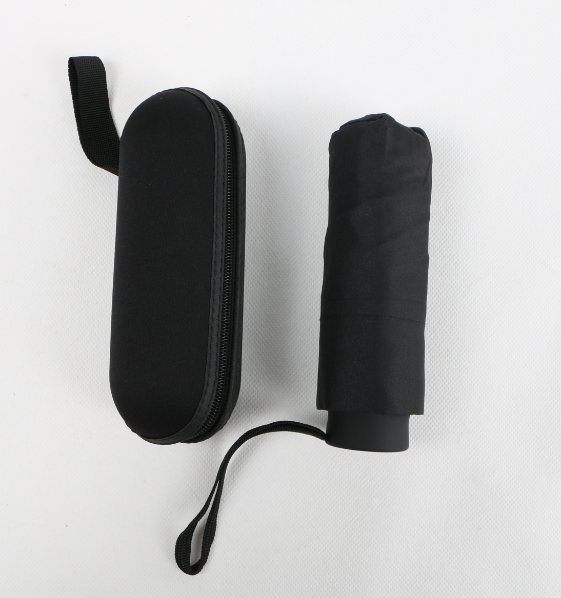 Black 5 fold compact umbrella with EVA case