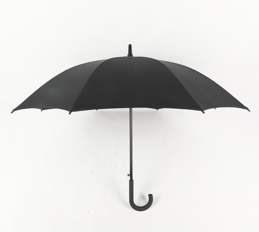 windproof 23 inch two ribs walk stick umbrella in black color