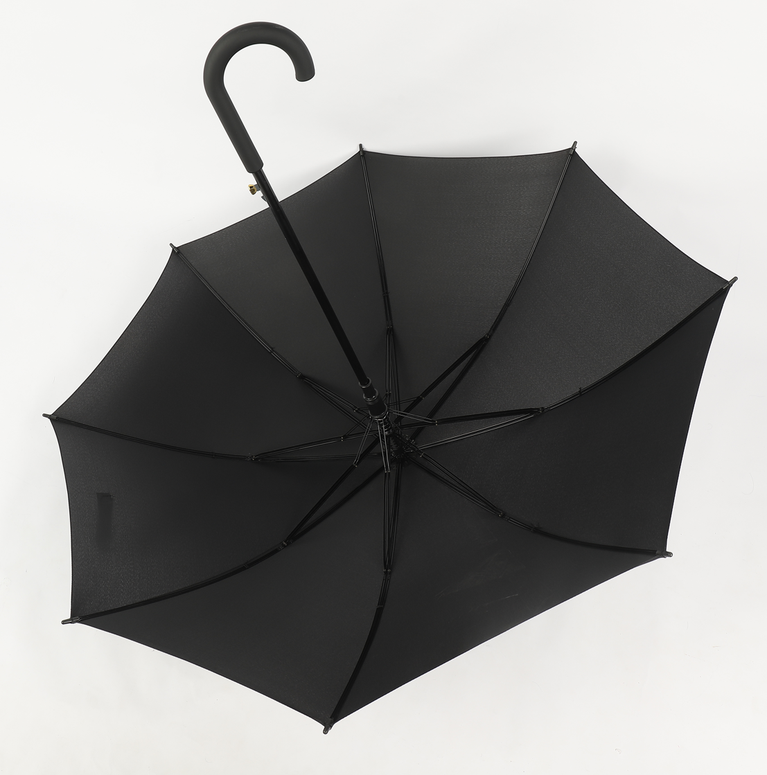 windproof 23 inch two ribs walk stick umbrella in black color