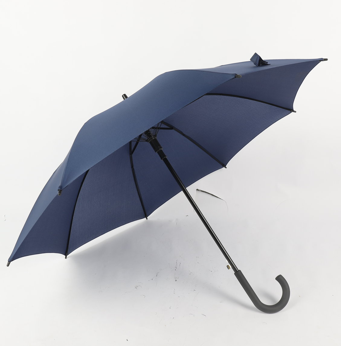 Windproof 23 inch two ribs walk stick umbrella in blue color