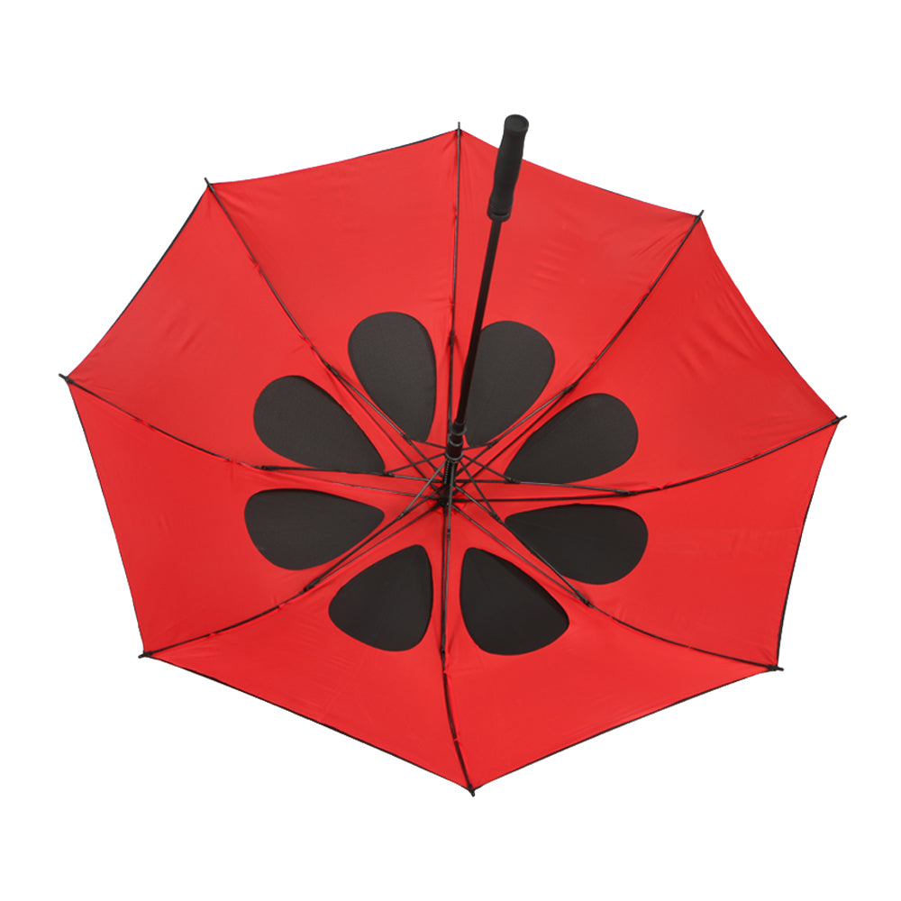 Custom double layers windproof golf umbrella in black and red