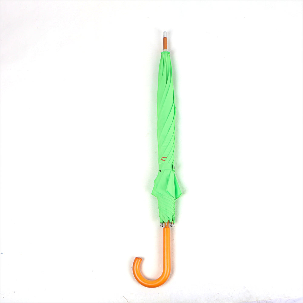 GOODPARTNER BRANDED 23 inch automatic walk stick umbrella in green color with wood handle