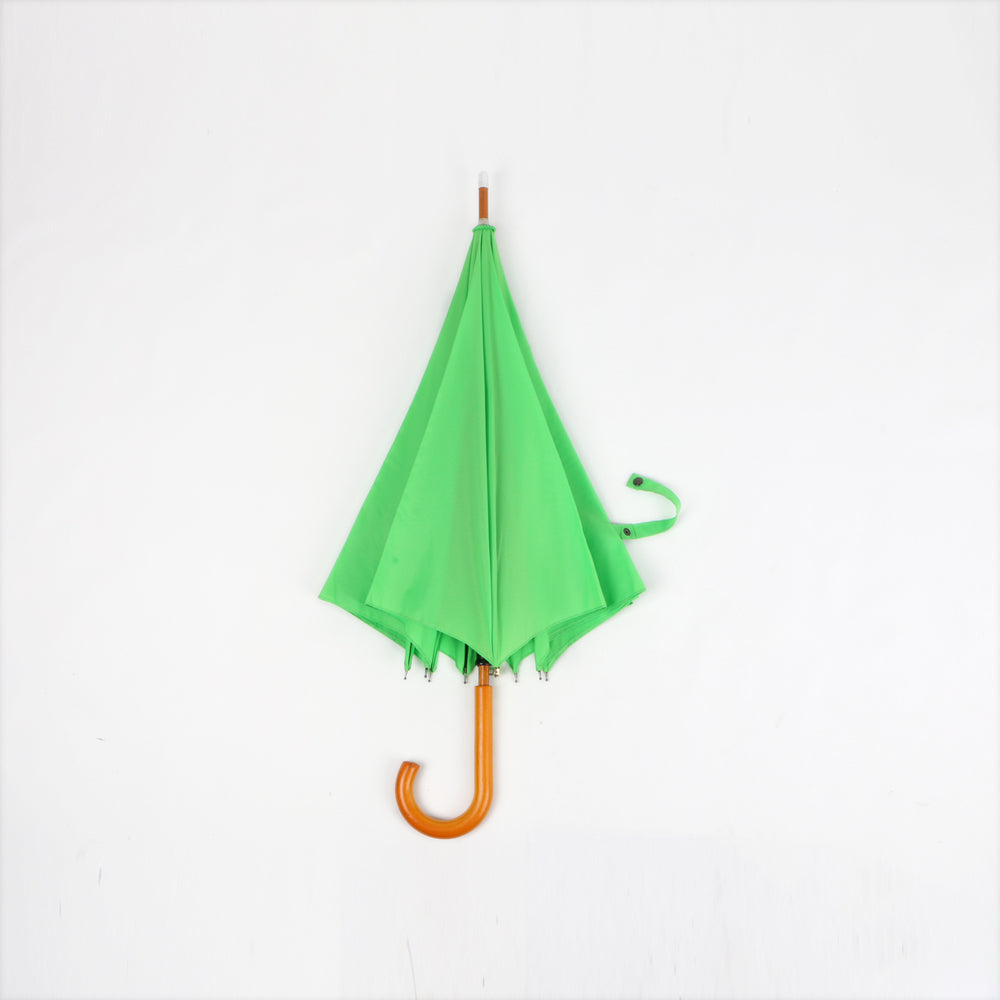 GOODPARTNER BRANDED 23 inch automatic walk stick umbrella in green color with wood handle