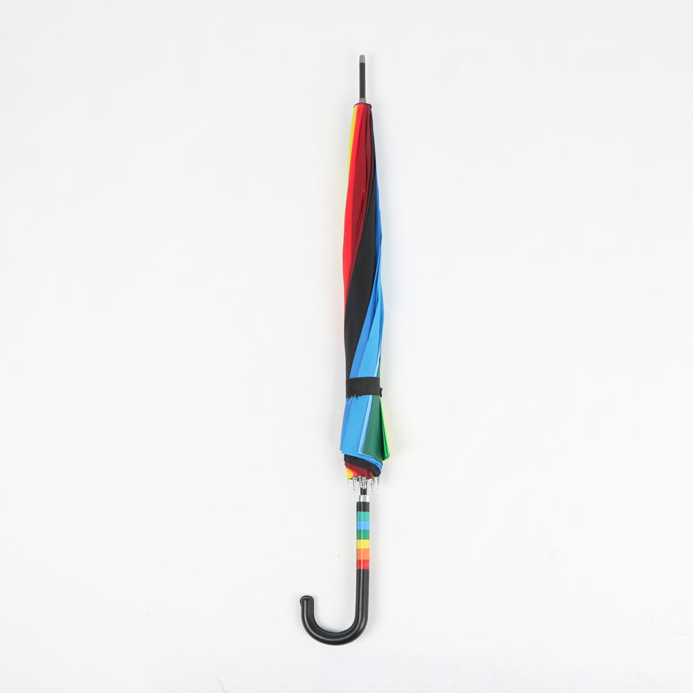 automatic open 23 inch city stick rainbow umbrella with J handle