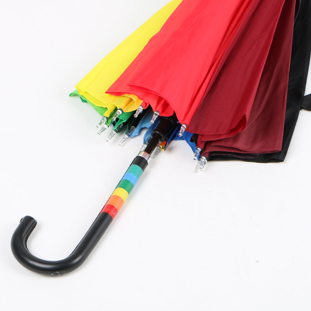 automatic open 23 inch city stick rainbow umbrella with J handle