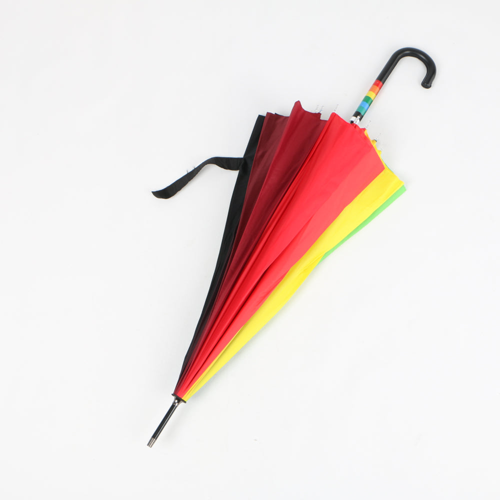 automatic open 23 inch city stick rainbow umbrella with J handle