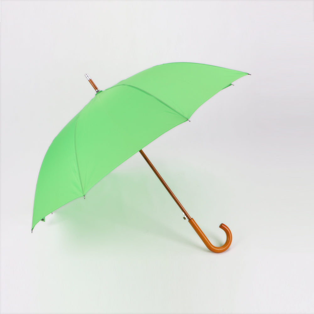 GOODPARTNER BRANDED 23 inch automatic walk stick umbrella in green color with wood handle