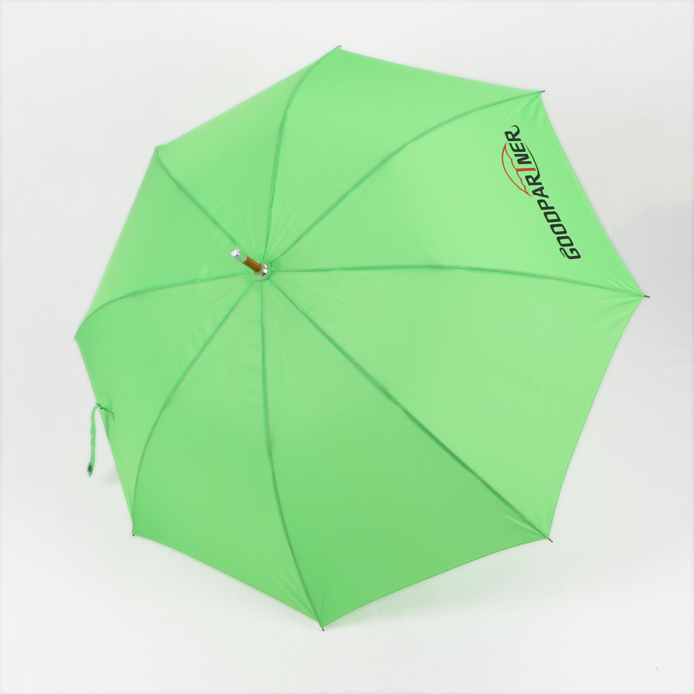 GOODPARTNER BRANDED 23 inch automatic walk stick umbrella in green color with wood handle