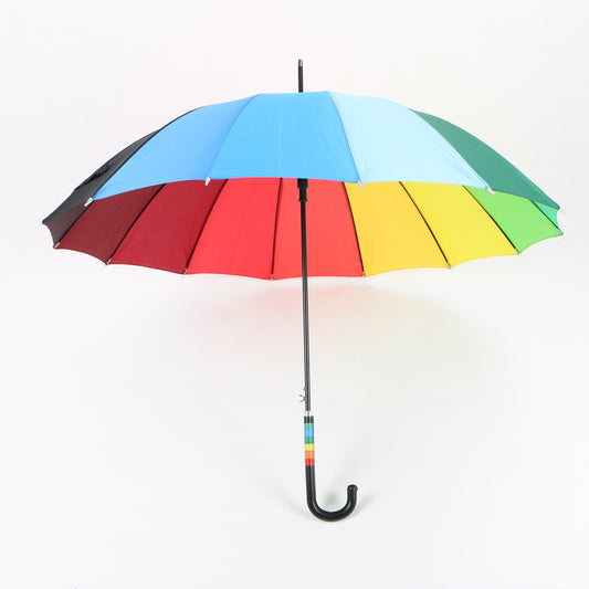 automatic open 23 inch city stick rainbow umbrella with J handle