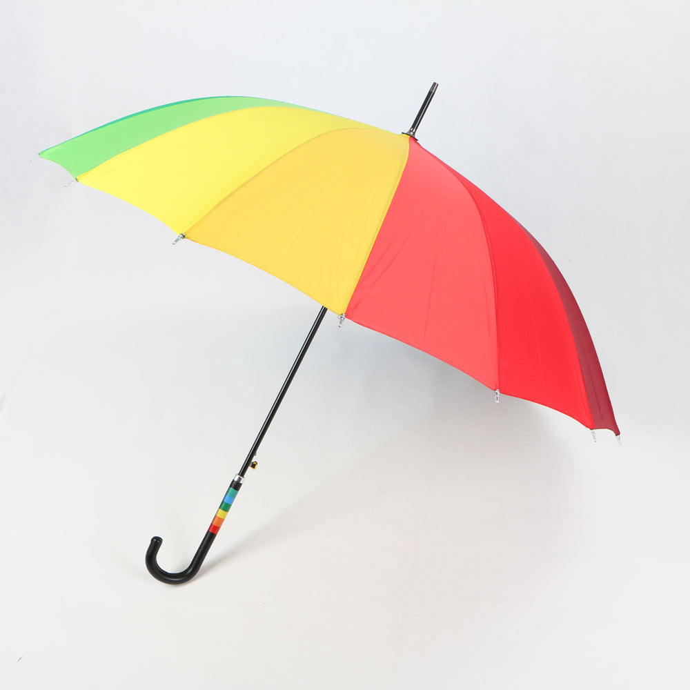 automatic open 23 inch city stick rainbow umbrella with J handle