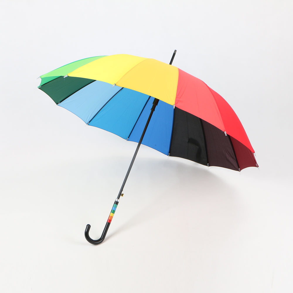 automatic open 23 inch city stick rainbow umbrella with J handle