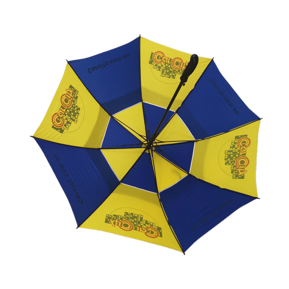 Custom windproof printed vented golf umbrella with air vents