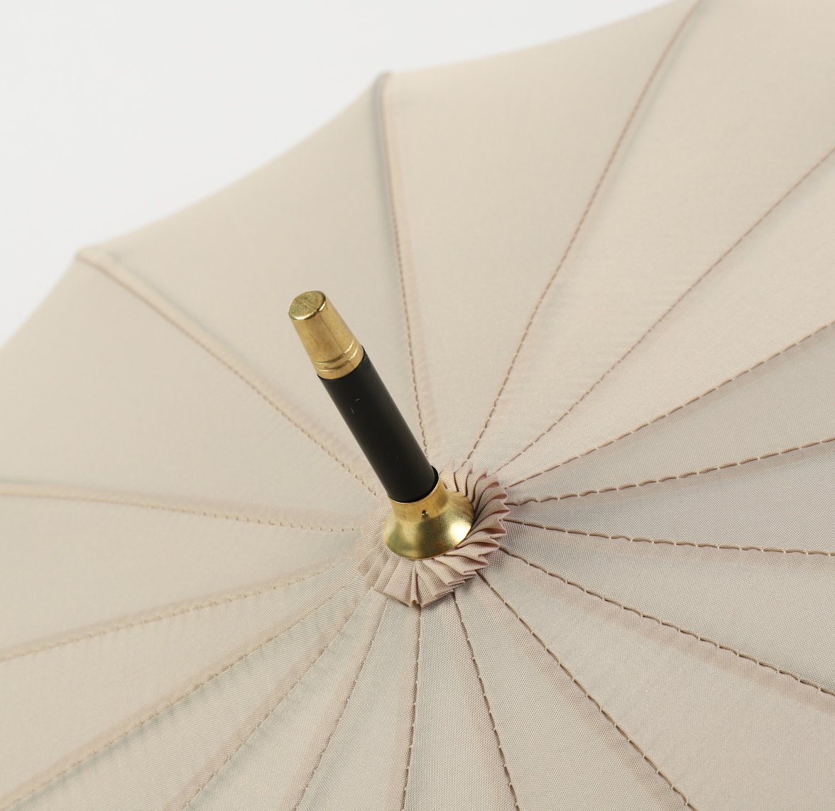 16 ribs graceful automatic open walk stick lady umbrella in beige