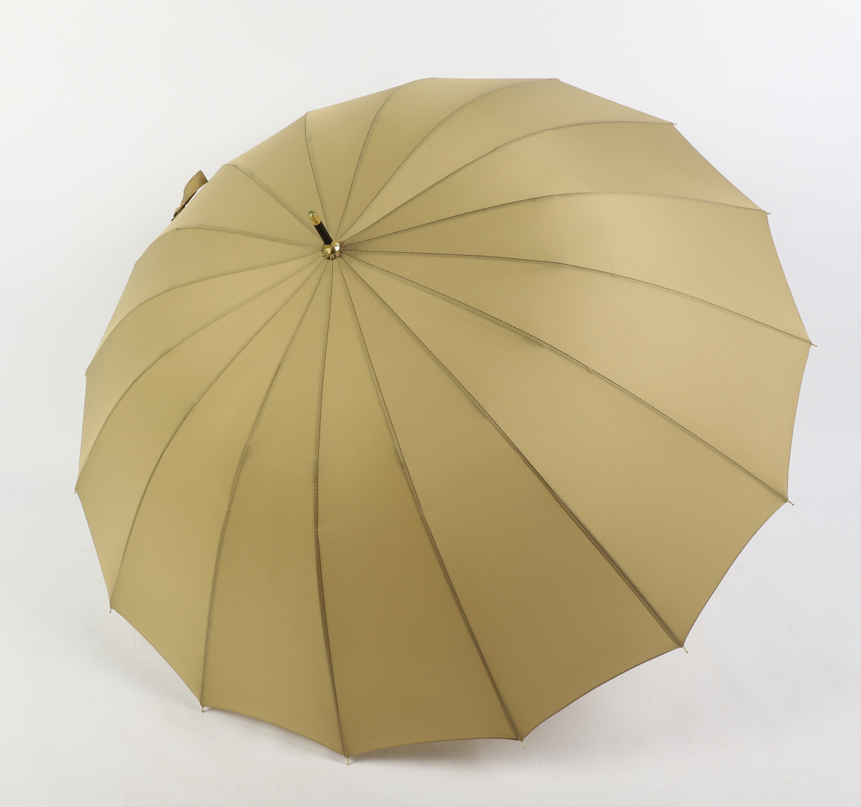 16 ribs graceful automatic open walk stick lady umbrella in khaki